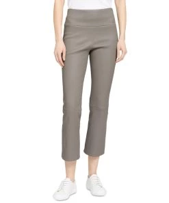 New 🧨 Theory Yoke 👩 Womens Leather Flare Ankle Pants 😍
