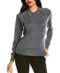 Cheapest βοΈ women Theory Collared Wool-Blend Sweater π