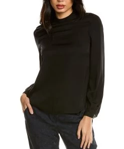 Flash Sale ❤️ women Theory Mock Neck Silk Top ❤️