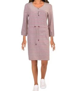 Cheapest 💯 Barbour Mersey 👩 Womens Striped Scoop Neck Sheath 👗 Dress 👏