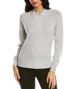 Budget 😉 women Theory Collared Wool-Blend Sweater 🔔