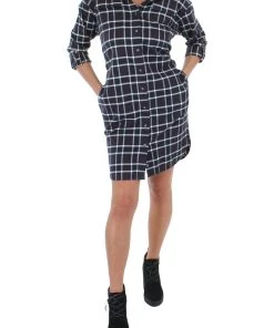 New 👏 Barbour Millcross 👩 Womens Checkered Collared 👚 Shirtdress 💯