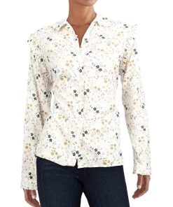New ❤️ Barbour 👩 Womens Floral-Print Button-Down Blouse ❤️