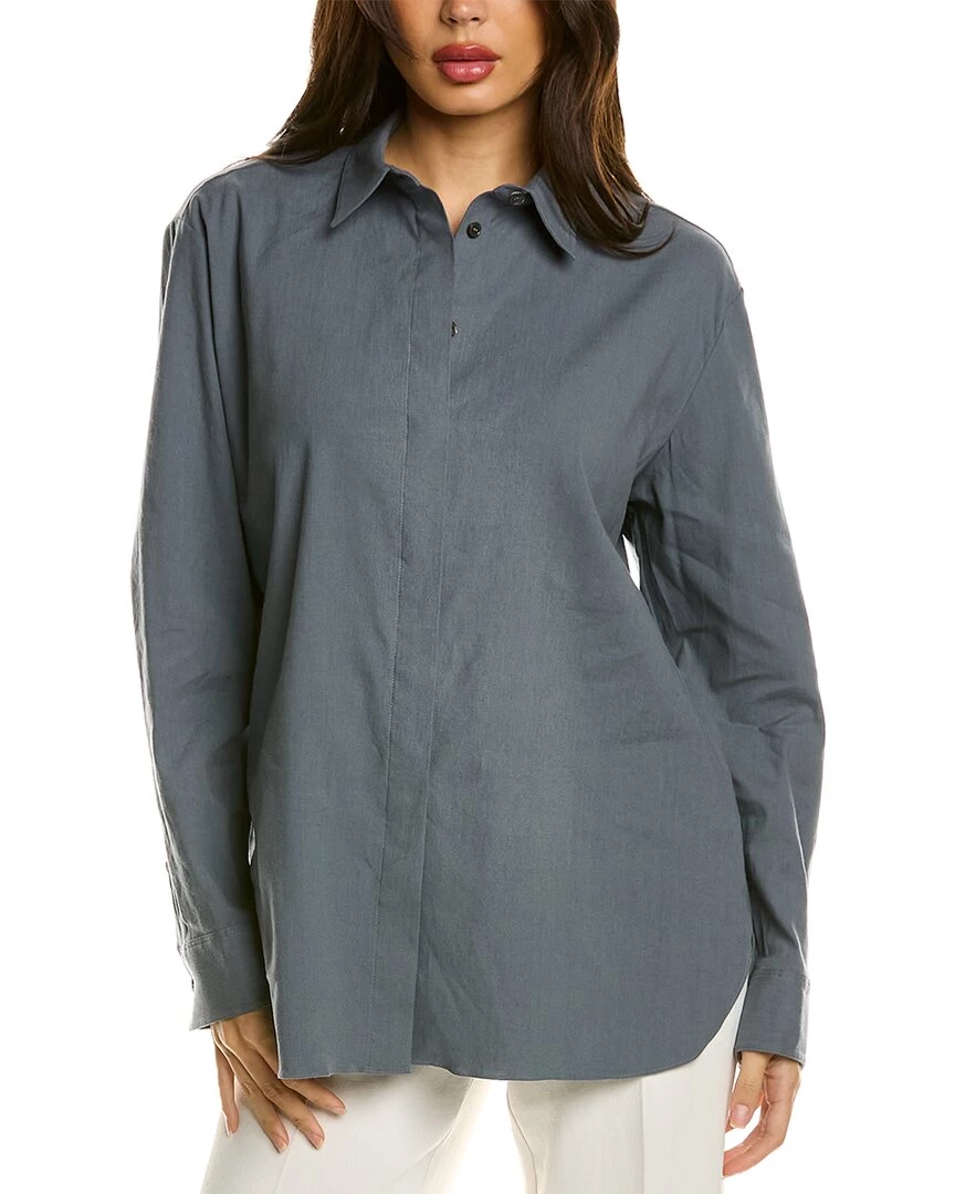 Budget π women Theory Classic Menswear Linen-Blend π Shirt π 1 Budget π women Theory Classic Menswear Linen-Blend π Shirt π