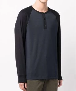 Top 10 β¨ Theory Men'S Contrast Raglan Long Sleeve T-Shirt in Baltic/Black π