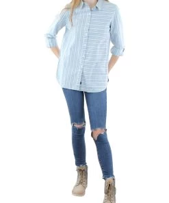 Budget 🎉 Barbour Foxton 👩 Womens Striped Cuffed Sleeves Button-Down Top 👏