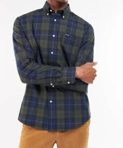 Best deal 🔥 Barbour men Wetheram Tailored 👕 Shirt in Olive Night 🌟