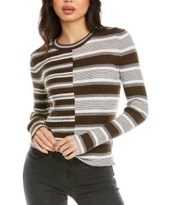 Coupon 🌟 women Theory Striped Wool Sweater ⌛