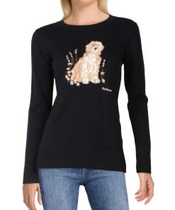 Budget 🎉 Barbour Housesteads 🐕 Dog 👩 Womens Cashmere Blend Crewneck Pullover Sweater ❤️