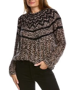 Outlet 🎁 women Theory Chevron Wool & Cashmere-Blend Sweater ⌛