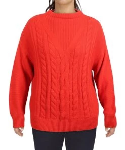 Buy 💯 Barbour Foxton 👩 Womens Cable Knit Crewneck Pullover Sweater 😀