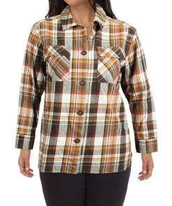 Budget 🔥 Barbour Grasmoor 👩 Womens Flannel Plaid Button-Down Top 🔥