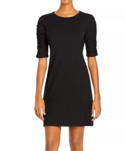 Deals ❤️ Theory 👩 Womens Gathered Sleeve Crew Neck 👕 Shirtdress 🔥