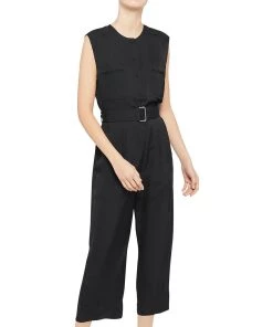 Outlet ✔️ Theory 👩 Womens Button Front Belted Jumpsuit 💯