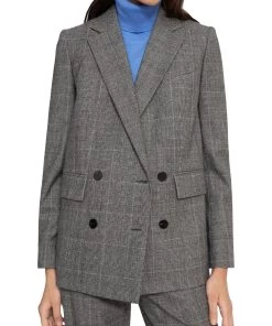 Hot Sale ✨ Theory Piazza 👩 Womens Plaid Business Two-Button Blazer 👏