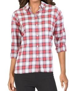 New 🧨 Barbour 👩 Womens Plaid Check Button-Down Top 💯