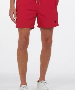Cheapest 👏 Barbour Men'S Essential Logo 5" Swim Trunks in Raspberry 🛒