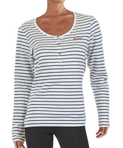 Best Sale 🔥 Barbour Driftwood 👩 Womens Striped Long Sleeves T-Shirt 😀