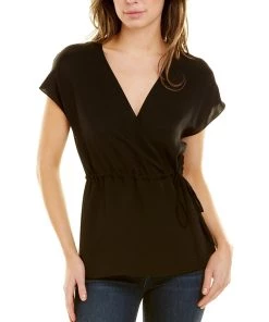 Discount π women Theory Silk Wrap Top βοΈ