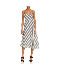 Best Sale π Theory π© Womens Striped Asymmetric Midi π Dress π
