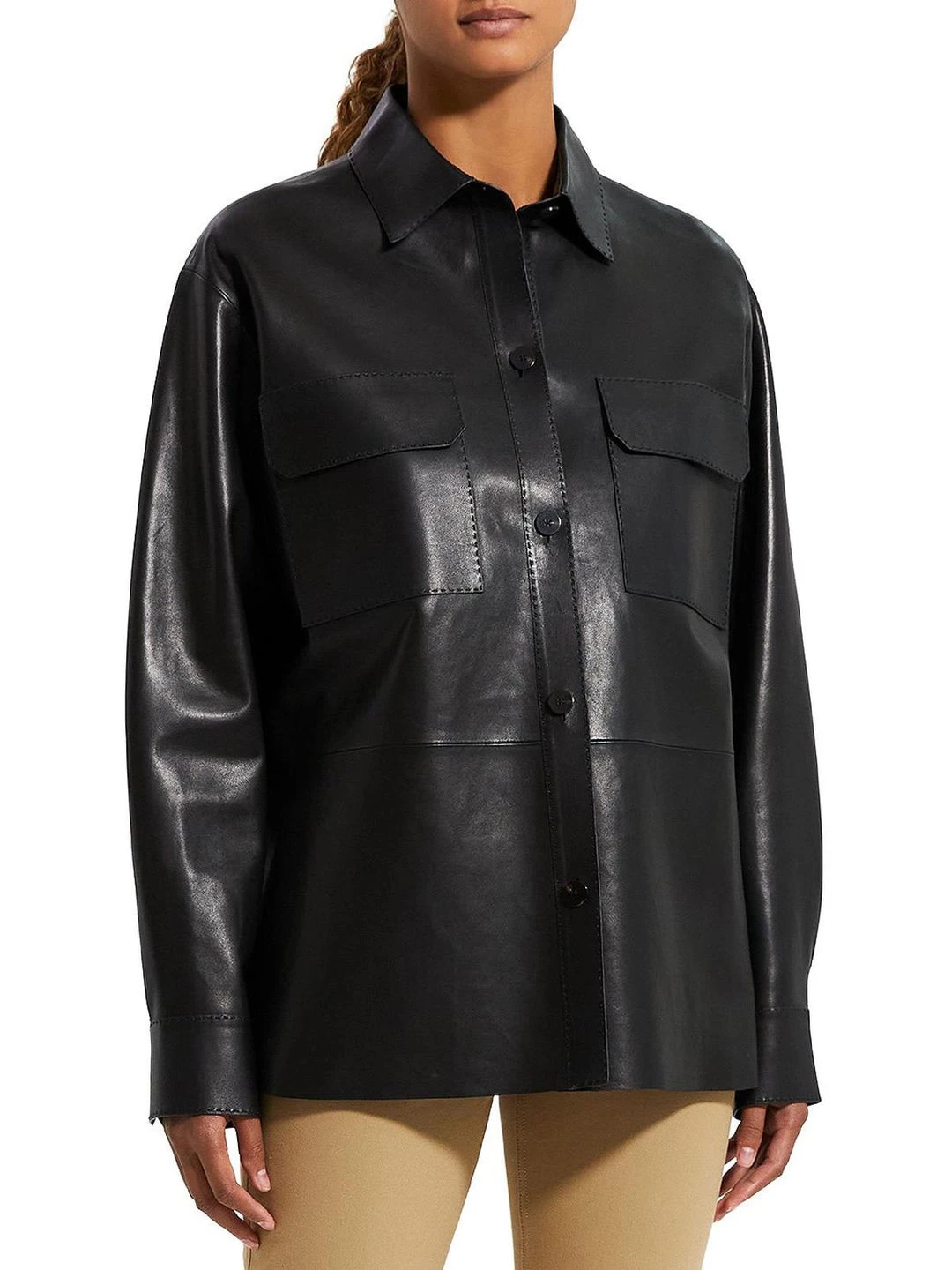 Budget 𧨠Theory π© Womens Patch Pocket Long Sleeves Leather Jacket β¨ 1 Budget 𧨠Theory π© Womens Patch Pocket Long Sleeves Leather Jacket β¨