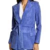 Promo 🛒 women Theory Small Belted Leather Blazer 😀