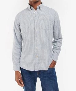Best deal 🧨 Barbour men Oakfield Tailored 👚 Shirt in Grey Marl 🔥