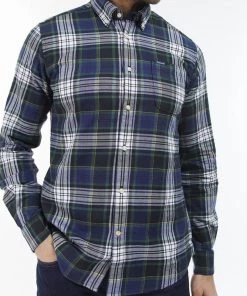 Coupon 🧨 Barbour men Crossfell Tailored 👚 Shirt in Deep Blue 😍