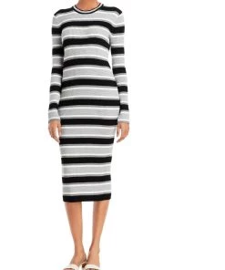 Cheap 😍 Theory 👩 Womens Striped Crewneck Sweaterdress 🛒