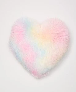Best Sale ⌛ Dormify Sophia Tie Dye Faux Fur Heart Pillow - 14″x14″ ⭐