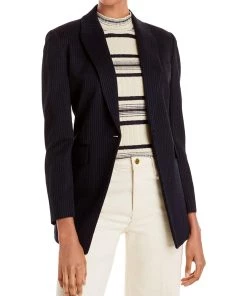 Outlet 🎉 Theory Etiennette 👩 Womens Striped Suit Separate One-Button Blazer 🎁